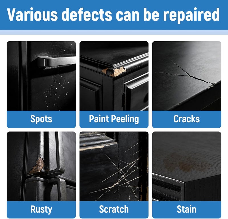 SENVEN Black Paint Semi-Gloss Black Multi Surface Touch Up Paint Repair for Wall,Door,Cabinets,Wood,Furniture, Appliance,Tile,Porcelain,Touch Up Paint Pen for Refrigerators,Washers,Dishwashers,Microwave - Image 2