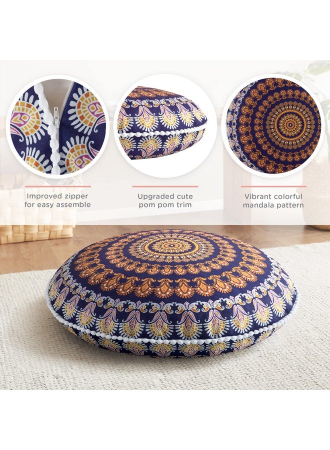 CODi Codi Floor Pillows for Sitting Set of 2, Large Meditation Cushions for Adults with Memory Foam, Bohemian Mandala Round Seating for Outdoor Yoga and Living Room, Washable，32 Inch, Yellow  - Image 2