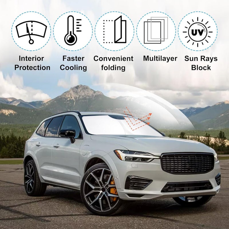 LHFLIVE Windshield Sun Shade Custom Fit for 2018-2023 2024 2025 2026 Volvo XC60 Accessories Foldable Sunshade Sun Blocker Protect Car from Sun Rays & Heat Damage Keep Car Cooler - Image 2