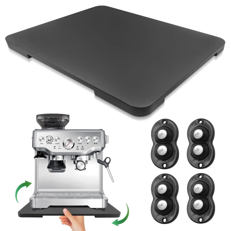 Appliance Slider 360 Rolling Tray for Coffee Maker Bamboo Coffee Pot Slider Tray for Countertop Rotation Sliding Tray with Wheels Appliances Mat Easily from Under The Cabinet BlackLarge 15713