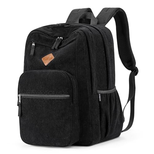 ZORFIN 26L Backpack for College, and Travel: Corduroy Bookbag - Black - Image 1
