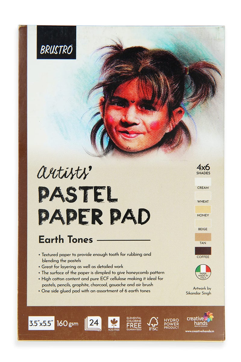 Brustro Artists’ Pastel Paper Pad of 24 Sheets (160 GSM), Colour – Earth Tones, Size – 3.5″X5.5″ - Image 3