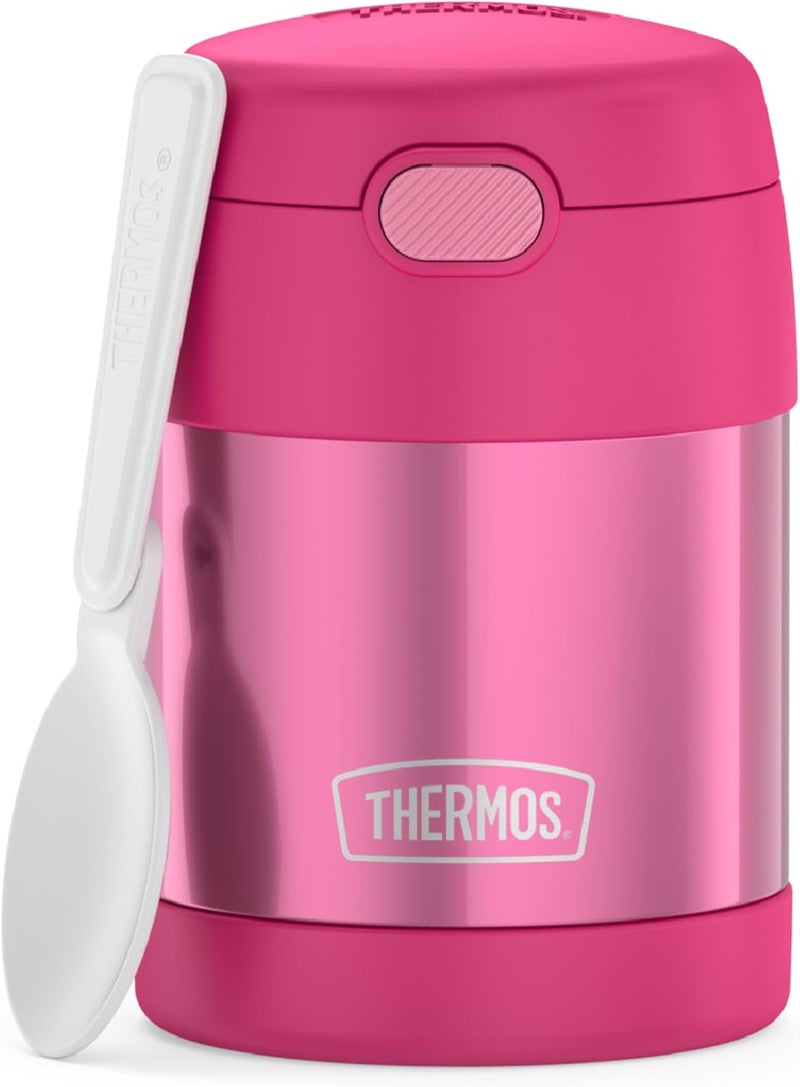 THERMOS FUNTAINER 10 Ounce Stainless Steel Vacuum Insulated Kids Food Jar with Folding Spoon, Pink - Image 1