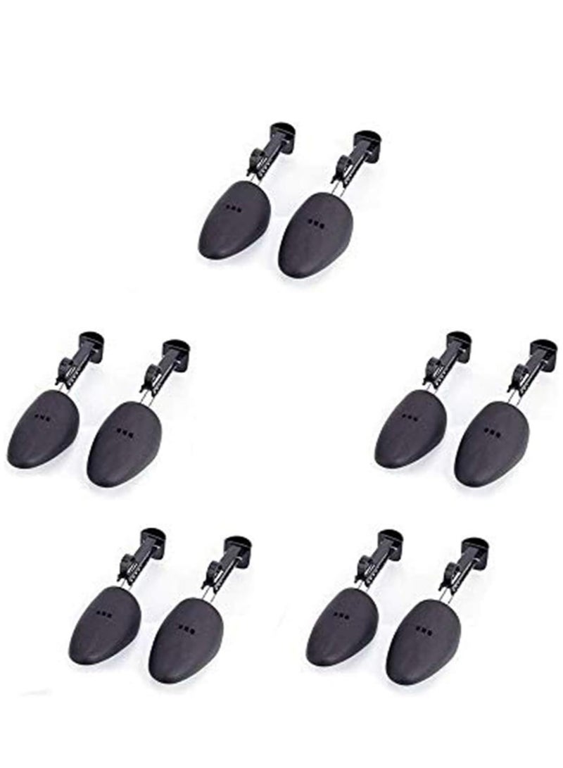 إسكدنيا 5 زوجين من أشجار الأحذية البلاستيكية ممتدة مثبتة للرجال، مداورة الطول محددة لحاملات الأحذية والحذاء الصغيرة لدعم وتشكيل (رجال، أسود) - Image 1