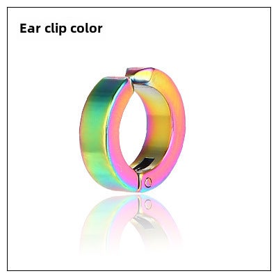 Korean Punk Black Ear Clip Non-Allergic Mens Earrings Color