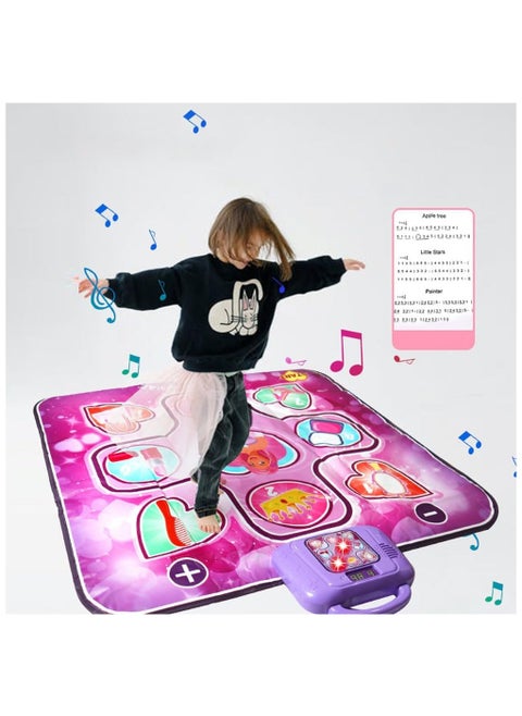 Dance Mat Dance Mat Music Mat with LED Light Adjustable Volume Built-in Music Dance Games Gifts for Kids Girls Boys 4-8 Years Old