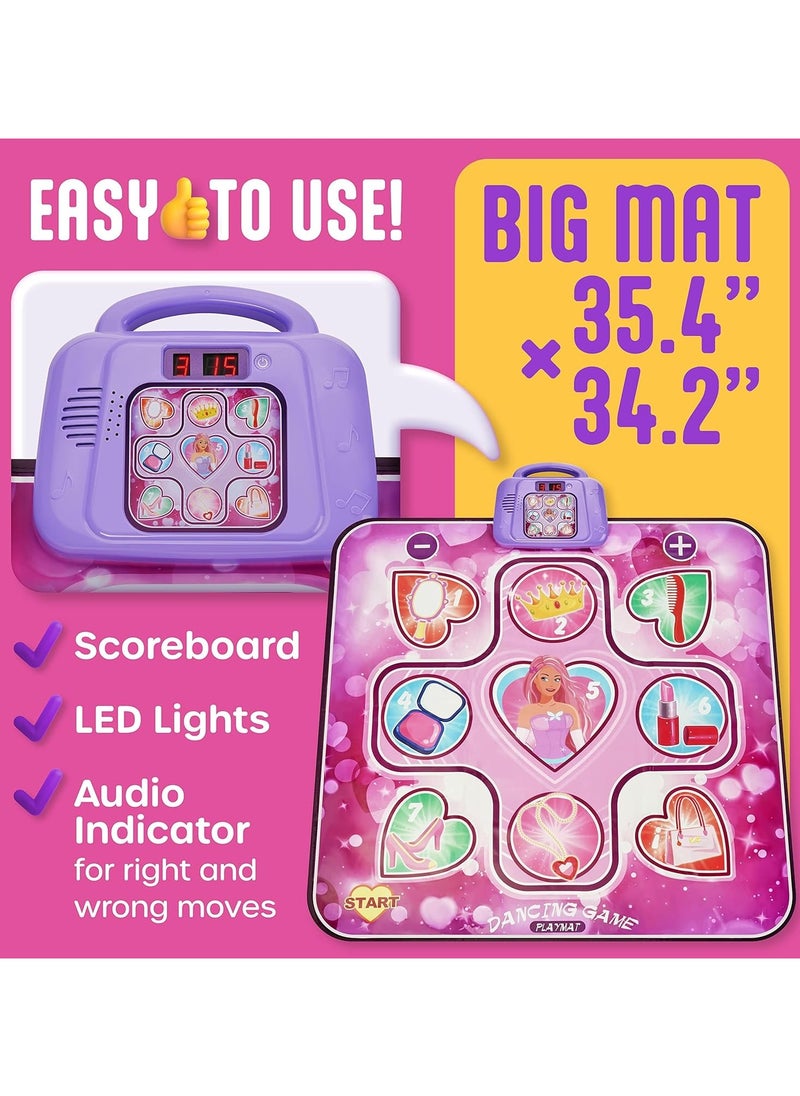 General - Dance Mat Dance Mat Music Mat with LED Light Adjustable Volume Built-in Music Dance Games Gifts for Kids Girls Boys 4-8 Years Old - Image 1
