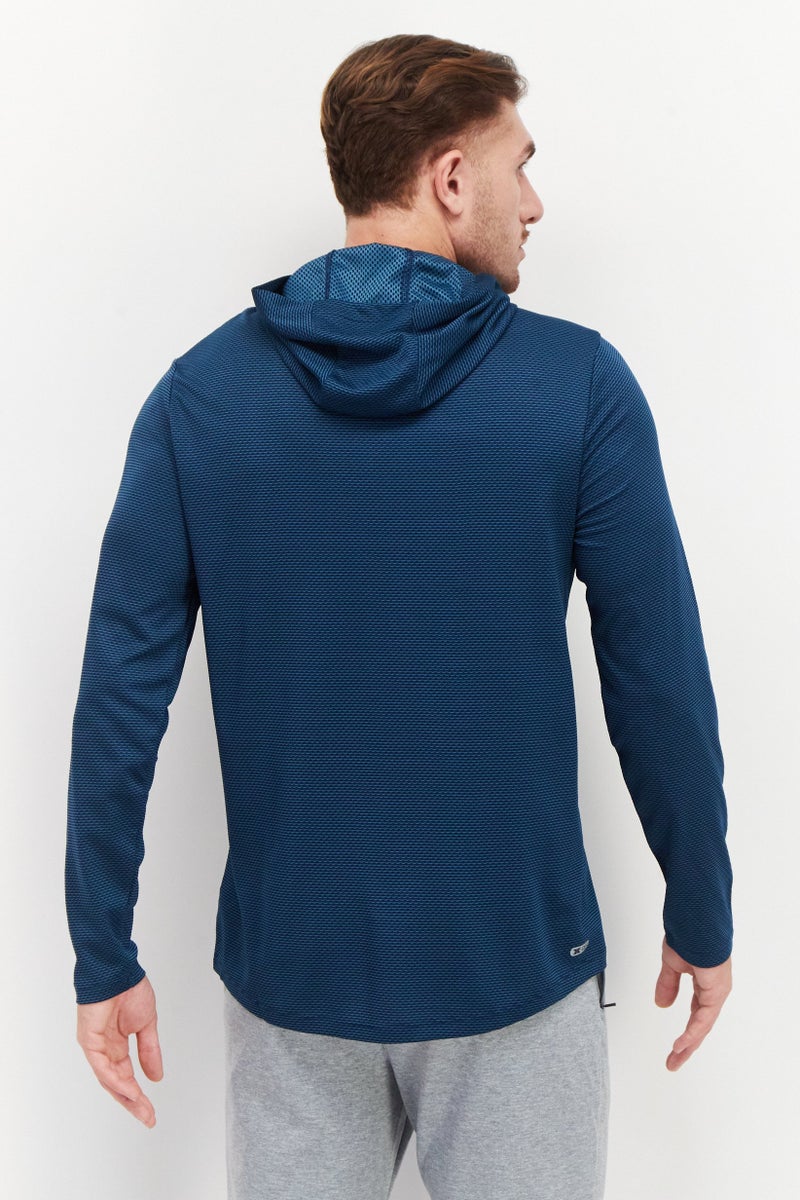 RBX Men Sportswear Fit Hooded Training Sweatshirt, Blue  - Image 4
