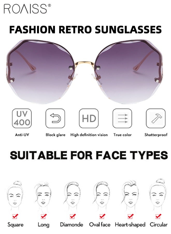 roaiss 2 Pcs Polygon Sunglasses for Women, UV400 Protection Sun Glasses, Fashion Decorative Eyewear for Outdoor Party Street Photography, 59mm - Image 4