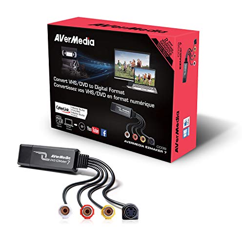 AVerMedia EZMaker 7, USB Video Capture Card , Analog to Digital Recorder, RCA Composite, VHS to DVD, S-Video, Support Windows 11, Mac 10.11/10.12 (C039), Black,3.2 x 1.1 x 0.5 in (82 x 28.5 x 14 mm) - Image 3