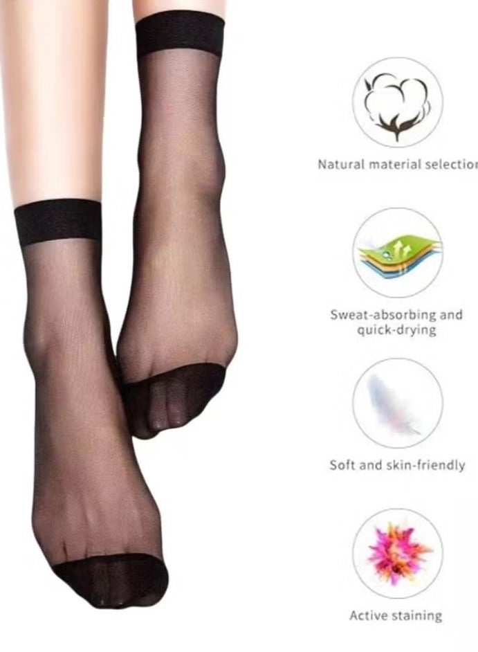LANG SHA Short stockings for women, thin style, spring and summer anti-hook core-spun silk socks, ultra-thin, wear-resistant and durable flesh-colored socks, ladies' short socks, elastic and silky ankle socks (5 pairs, skin color)  - Image 2