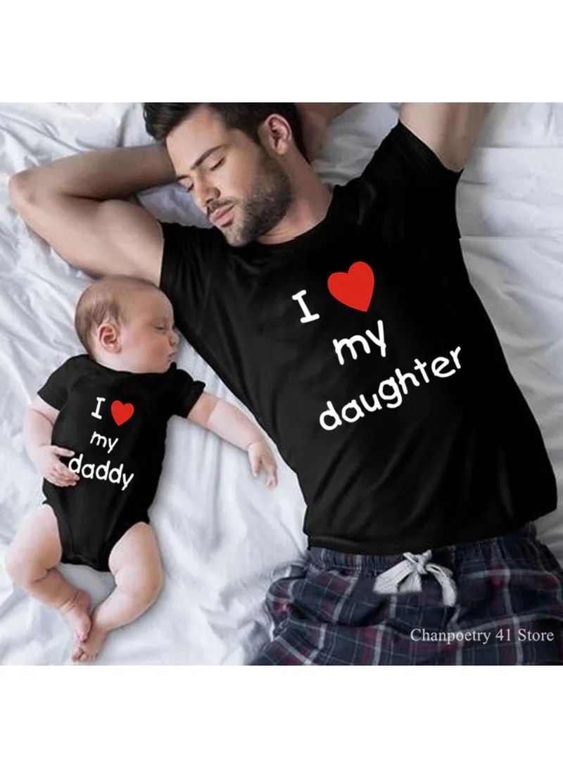 I Love My Daughter I Love My Daddy Printed T-Shirt