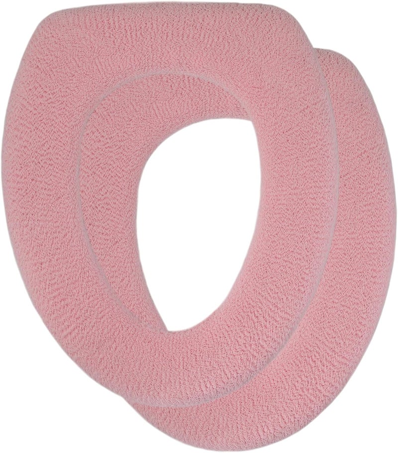Warm-n-Comfy Soft Toilet Seat Cover - Plush & Thick Fabric Toilet Seat Warmer for Round & Elongated 14x18" Toilet Seats - Reusable, Machine-Washable, Easy-Install - Gift-Ready Packaging - Pastel Pink - Image 1