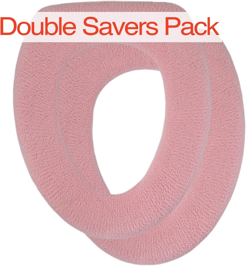 Warm-n-Comfy Soft Toilet Seat Cover - Plush & Thick Fabric Toilet Seat Warmer for Round & Elongated 14x18" Toilet Seats - Reusable, Machine-Washable, Easy-Install - Gift-Ready Packaging - Pastel Pink - Image 2