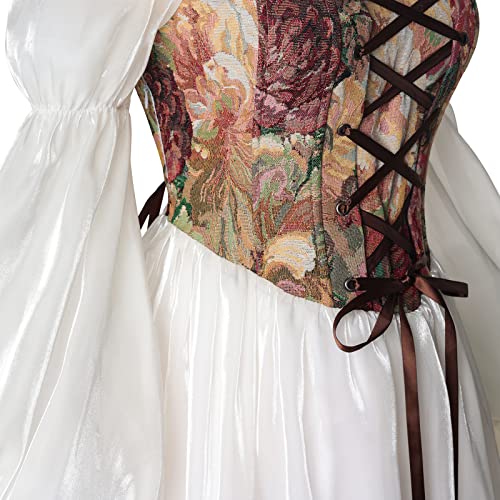 NSPSTT Women's Rococo Victorian Regency Ball Renaissance Medieval Costume Dress, Fairy White, Medium - Image 5