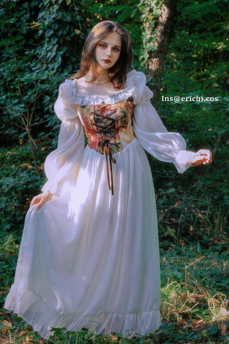 NSPSTT Women's Rococo Victorian Regency Ball Renaissance Medieval Costume Dress, Fairy White, Medium - Image 2