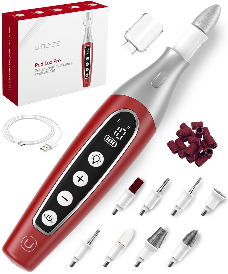 UTILYZE PediLux Pro Professional Manicure Pedicure Kit, Cordless Electric Nail File Drill Set, Thick Toenail Grinder, Toe Nail Dremel Tools, Filer, Buffer, Sander, Remove Cuticles, Callus for Women & Men - Image 1