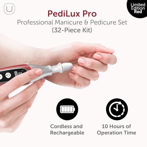 UTILYZE PediLux Pro Professional Manicure Pedicure Kit, Cordless Electric Nail File Drill Set, Thick Toenail Grinder, Toe Nail Dremel Tools, Filer, Buffer, Sander, Remove Cuticles, Callus for Women & Men - Image 2