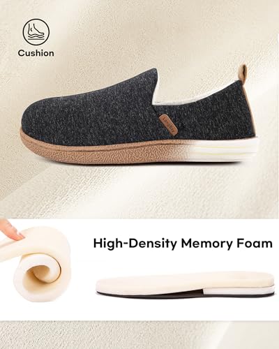LongBay Women's Memory Foam House Shoes Cozy Brushed Jersey Slippers for Indoor Outdoor Black, 5-6 - Image 3