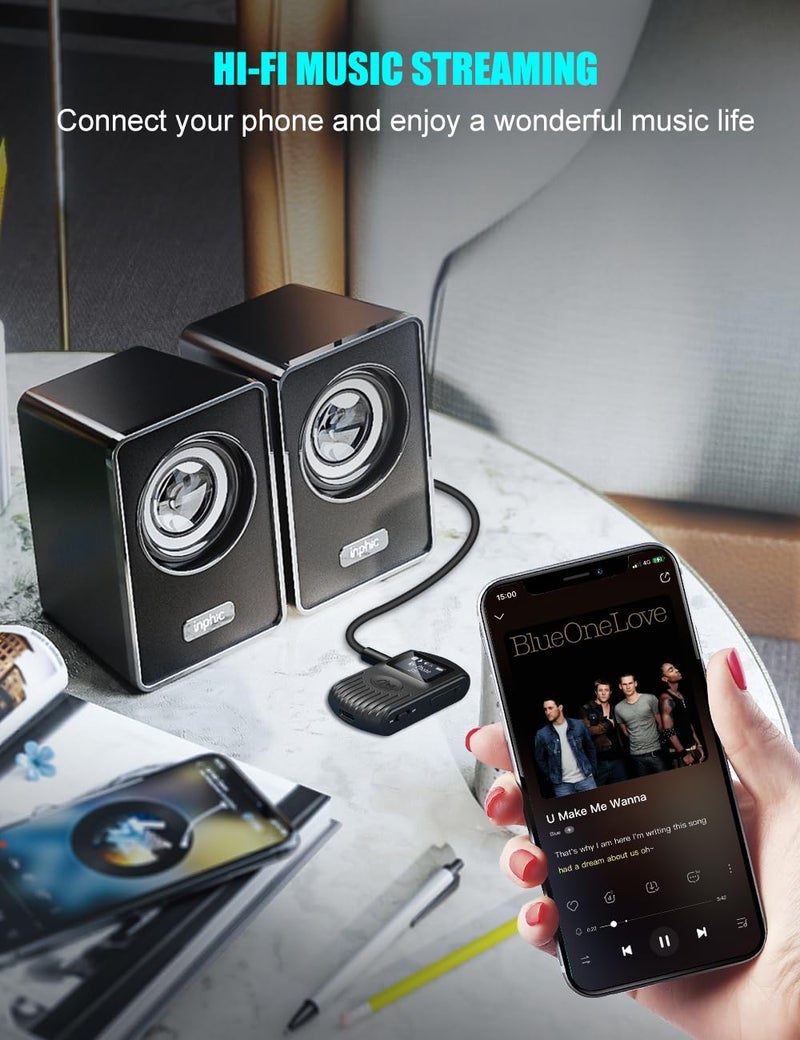 COMSOON Bluetooth Receiver with LCD Screen, Portable 3.5mm AUX Bluetooth 5.0 Adapter for Car/Home Stereo/Speaker/Wired Headphones, Noise Cancelling/Hands-Free Calling/Music Streaming-Black - Image 5