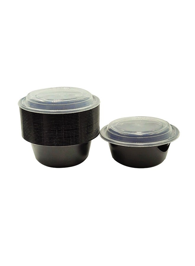 SNH Packing Microwave Container Black Round With Lid 25 Ounces Pack of 24 Pieces. - Image 1