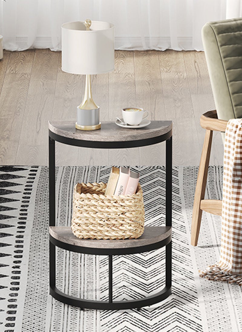 Sharpdo - Semi-circular Side Table, Set of 2, 2-tier Sofa Side Table，End Table,Coffee Table - Image 1