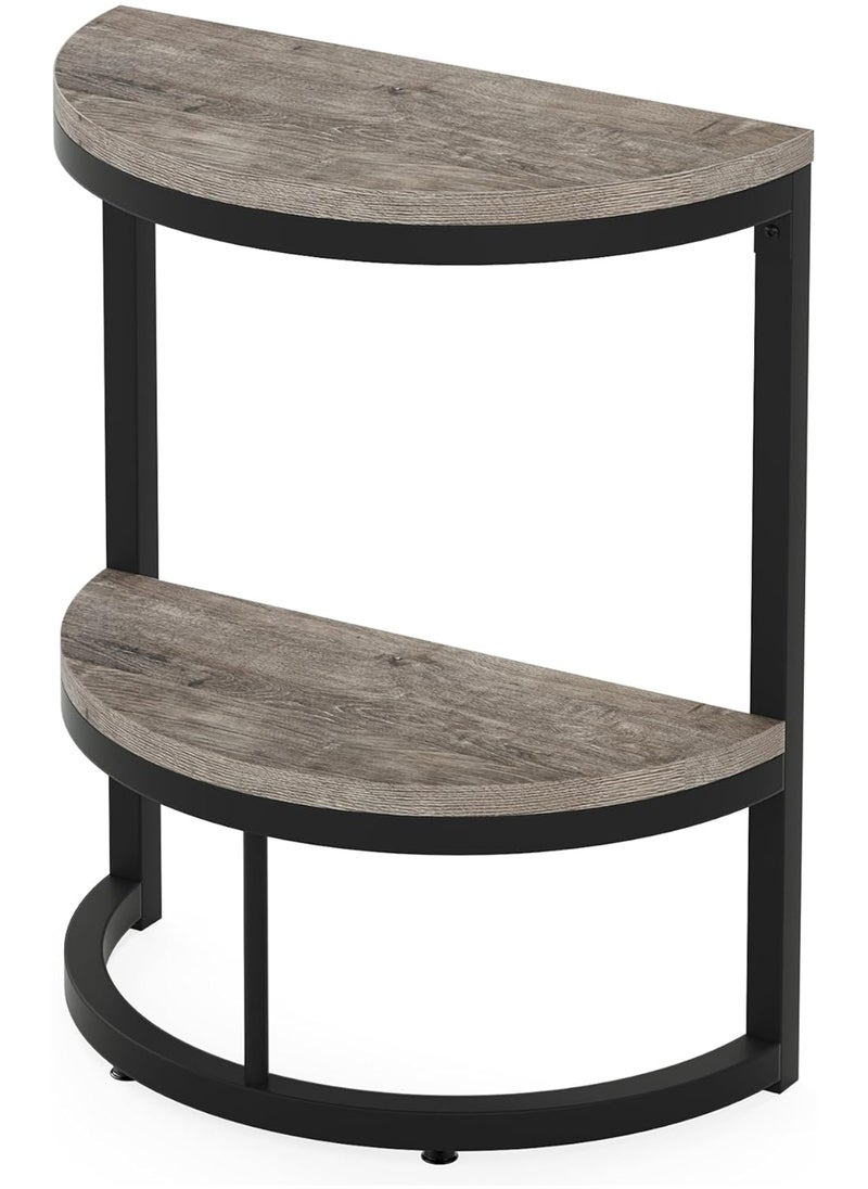 Sharpdo - Semi-circular Side Table, Set of 2, 2-tier Sofa Side Table，End Table,Coffee Table - Image 1