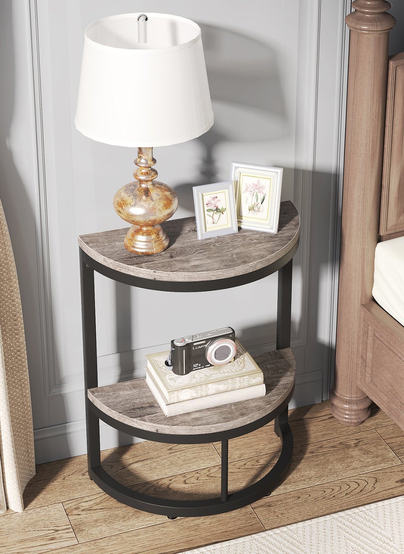 Sharpdo - Semi-circular Side Table, Set of 2, 2-tier Sofa Side Table，End Table,Coffee Table - Image 1