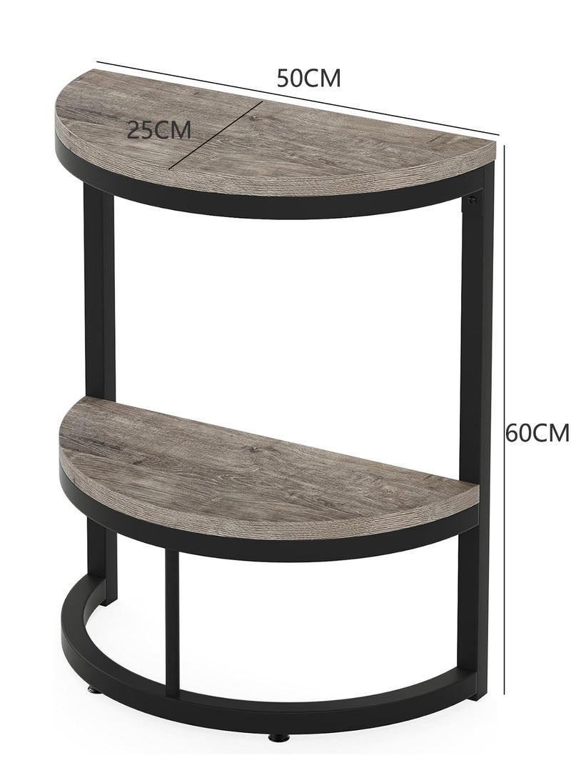 Sharpdo - Semi-circular Side Table, Set of 2, 2-tier Sofa Side Table，End Table,Coffee Table - Image 1