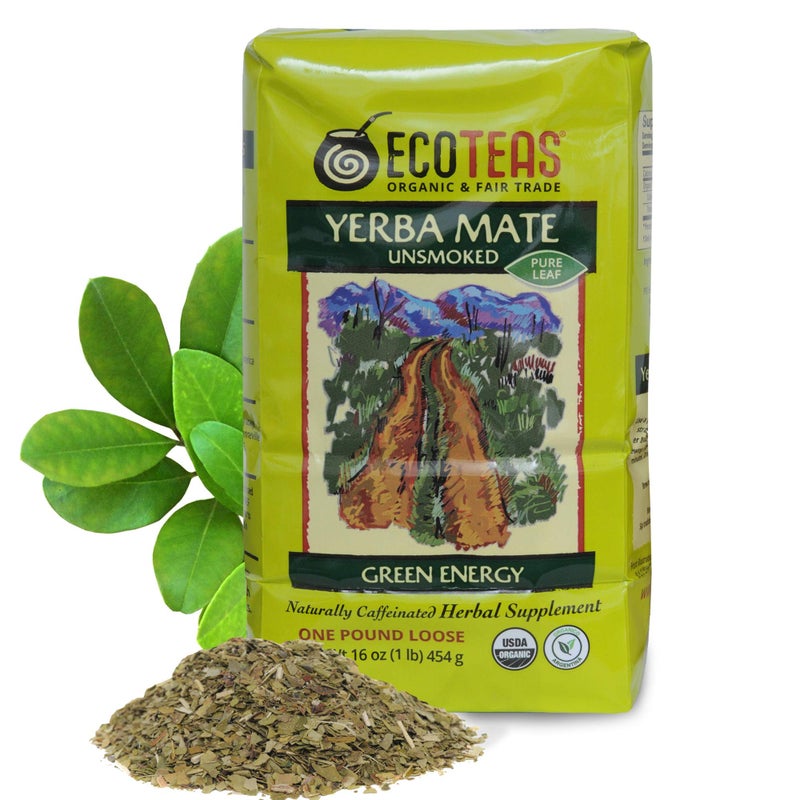 ECOTEAS - Organic Yerba Mate Loose Leaf Tea - Unsmoked, Pure Leaf, 1 LB - Detox Hi Caf Energy, 100% Organic from Argentina - Image 1