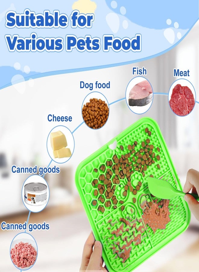 Verwohnt Dog Lick Mat with Suction Cups, Lick Mat for Dogs, Pet Food Mats and Slow Feeder Cat Bowl for Dog Anxiety Relief Pet Enrichment Toys for Bathing Station and Cat Grooming 2 Pack (Green & Orange) - Image 3