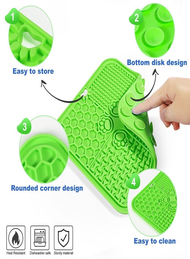 Verwohnt Dog Lick Mat with Suction Cups, Lick Mat for Dogs, Pet Food Mats and Slow Feeder Cat Bowl for Dog Anxiety Relief Pet Enrichment Toys for Bathing Station and Cat Grooming 2 Pack (Green & Orange) - Image 4