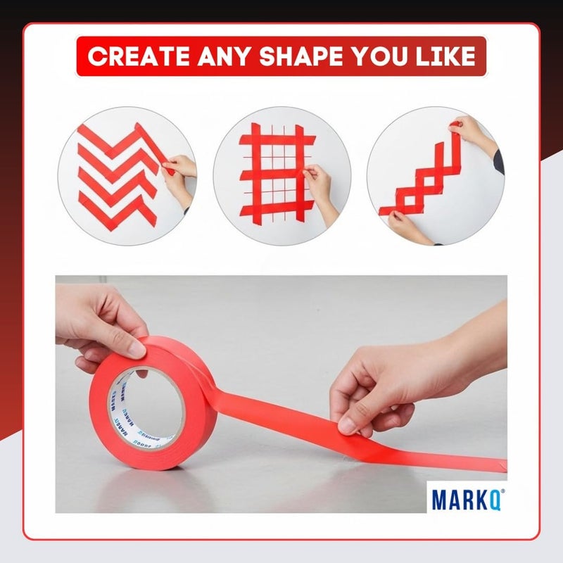 MARKQ شريط لاصق أحمر - عرض 2 بوصة، طول 20 ياردة - إزالة نظيفة، خطوط طلاء حادة - مثالي لمشاريع DIY، التسمية، الفنون والحرف (لفة واحدة) - Image 5