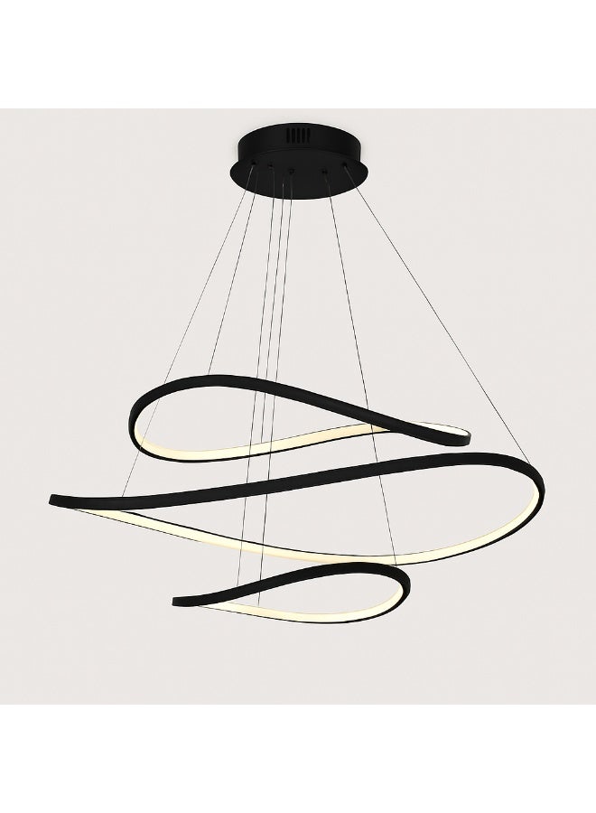 NERFA Modern Luxury LED Chandelier with Flowing Design – Black Frame & 3 Light Colors - Image 3