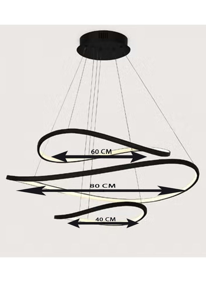 NERFA Modern Luxury LED Chandelier with Flowing Design – Black Frame & 3 Light Colors - Image 1