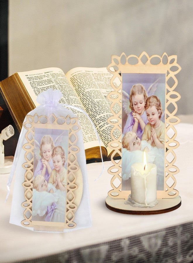 Kuabiz 15 Pcs Guardian Baby Angel Wooden Statues Guardian Angel Picture Frames with Organza Gift Bags Baptism Favors for Guests Recuerdos De Bautizo Baptism Centerpieces for Table Bautizo Recuerdos Gifts - Image 5