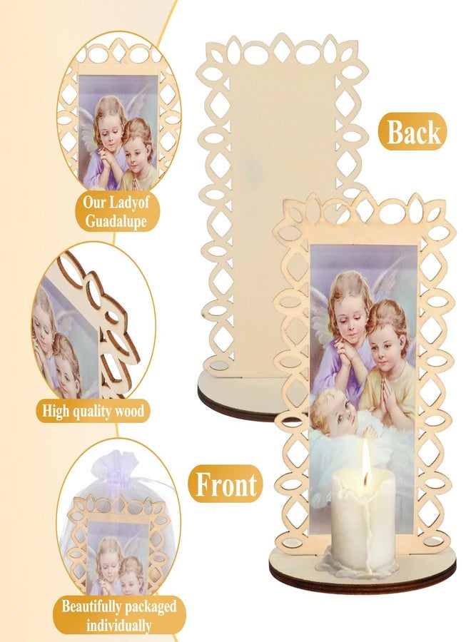 Kuabiz 15 Pcs Guardian Baby Angel Wooden Statues Guardian Angel Picture Frames with Organza Gift Bags Baptism Favors for Guests Recuerdos De Bautizo Baptism Centerpieces for Table Bautizo Recuerdos Gifts - Image 3