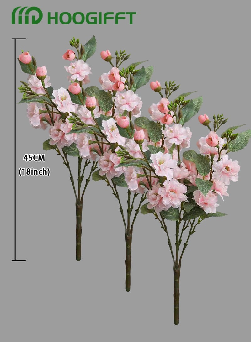 HOOGIFFT 3PCS Artificial Rose Flowers – Premium Silk Peach Pink Faux Flowers for Vase, Home & Wedding Decor, Real Touch, 18 Inch - Image 5