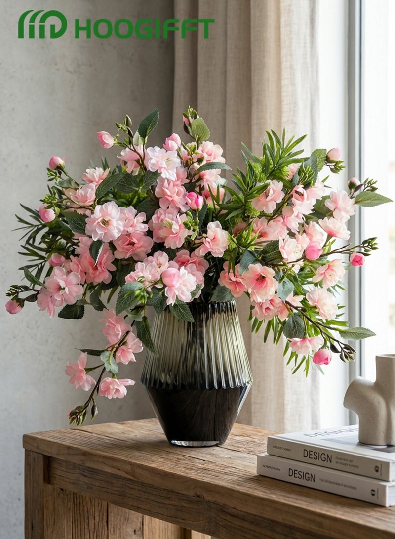 HOOGIFFT 3PCS Artificial Rose Flowers – Premium Silk Peach Pink Faux Flowers for Vase, Home & Wedding Decor, Real Touch, 18 Inch - Image 2