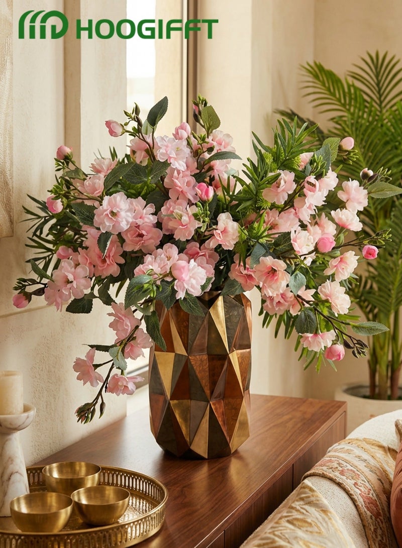 HOOGIFFT 3PCS Artificial Rose Flowers – Premium Silk Peach Pink Faux Flowers for Vase, Home & Wedding Decor, Real Touch, 18 Inch - Image 1