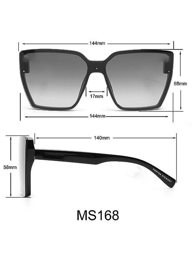 Martha stewart - Women'S Ms168 Cat Eye Shield Uv400 Protective Square Sunglassestimeless Gifts For Her 144Mm Black 144 Mm - Image 1