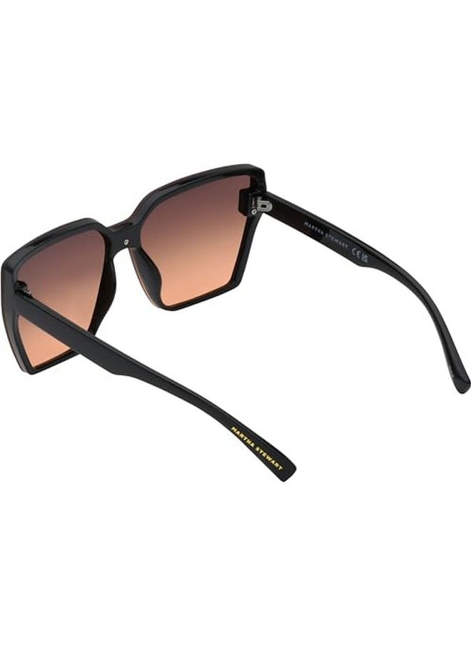 Martha stewart - Women'S Ms168 Cat Eye Shield Uv400 Protective Square Sunglassestimeless Gifts For Her 144Mm Black 144 Mm - Image 1