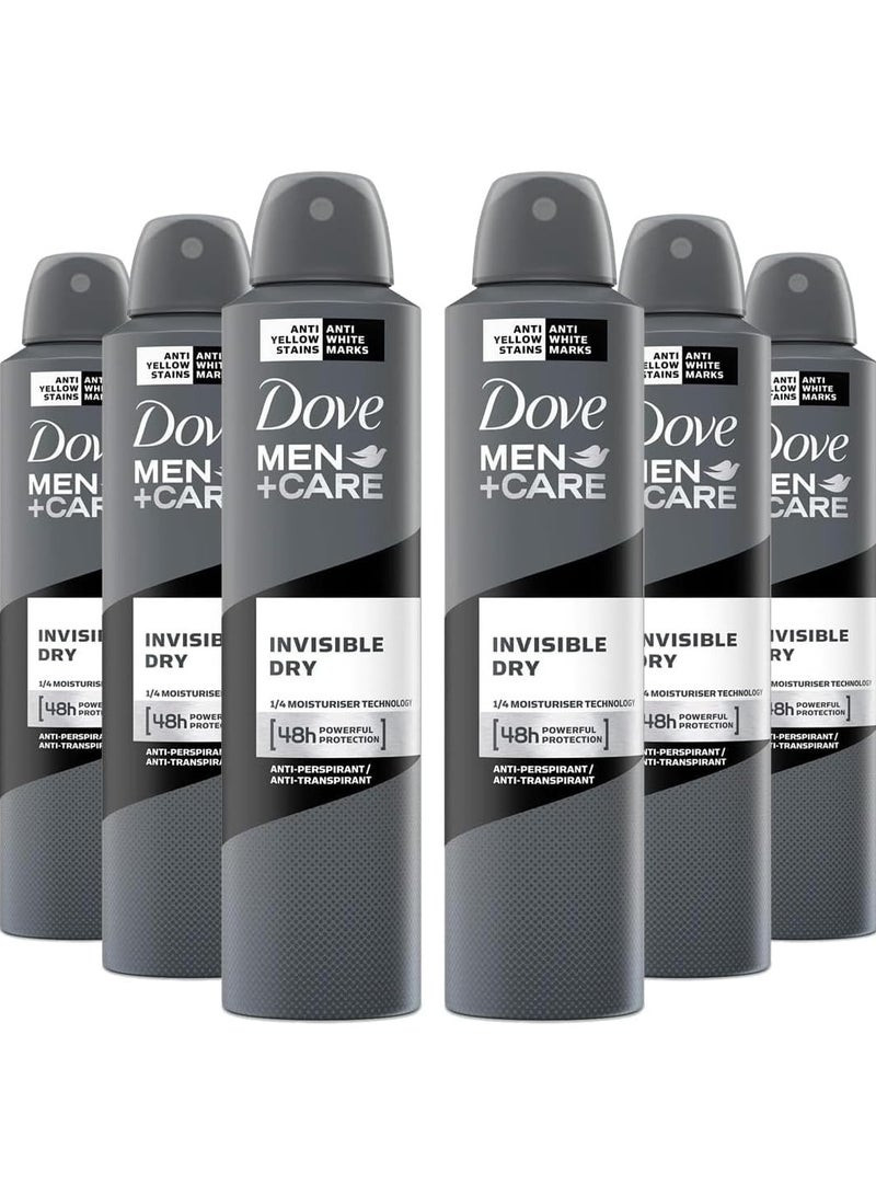 دوف مزيل عرق دوف مين+كير إنفيزيبل دراي سبراي مضاد للتعرق، 6 عبوات × 250 مل - Image 1