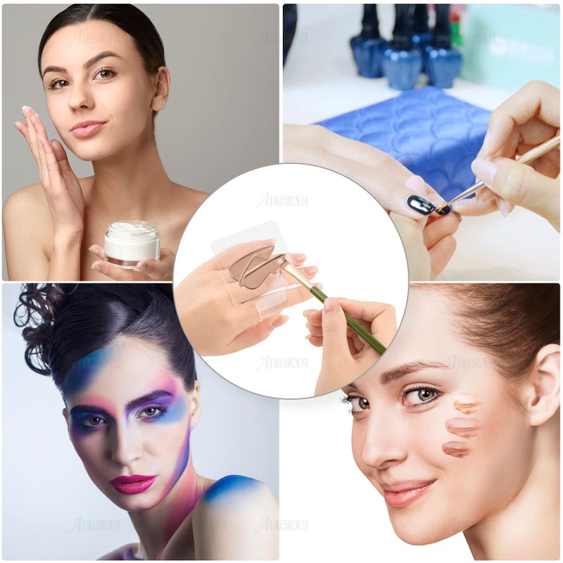 AUEAR, 3 Pack Professional Makeup Hand-held Palette Mixing Tray Clear Acrylic Nail Art Manicure or Foundation Eye Shadow Cremes Powders and Cosmetics - Image 2