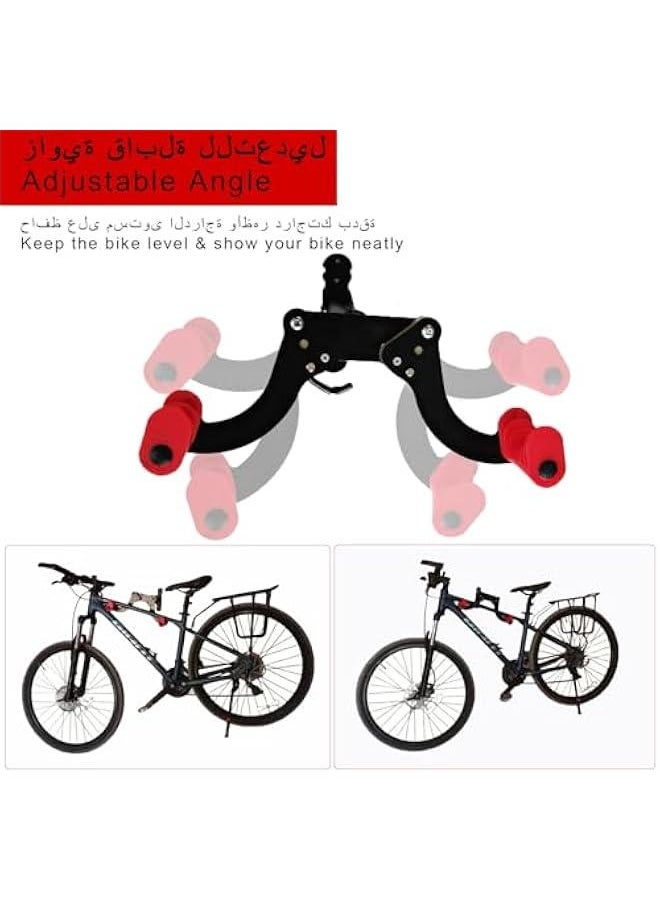 BWSJ Bike Wall Mount Bike Hanger Rack Horizontal Bicycle Rack Adjustable Bicycle Storage Rack Foldable Aluminum Alloy Bike Holder Bracket Heavy Duty Bike Wall Hook for Mountain Road Bikes  - Image 3