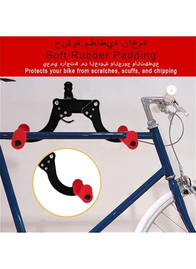 BWSJ Bike Wall Mount Bike Hanger Rack Horizontal Bicycle Rack Adjustable Bicycle Storage Rack Foldable Aluminum Alloy Bike Holder Bracket Heavy Duty Bike Wall Hook for Mountain Road Bikes  - Image 4