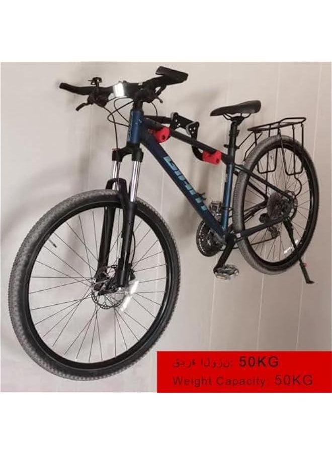 BWSJ Bike Wall Mount Bike Hanger Rack Horizontal Bicycle Rack Adjustable Bicycle Storage Rack Foldable Aluminum Alloy Bike Holder Bracket Heavy Duty Bike Wall Hook for Mountain Road Bikes  - Image 5