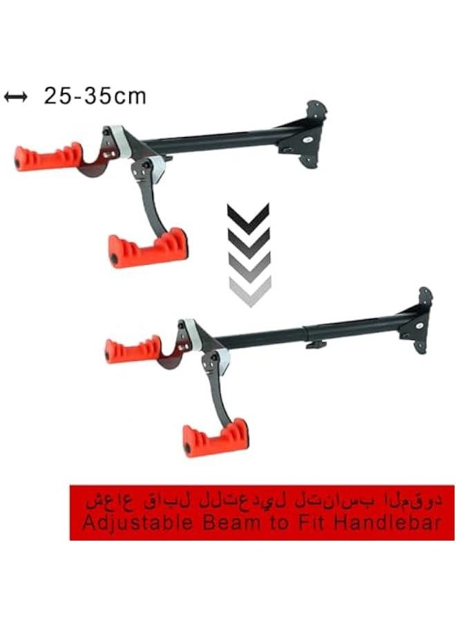 BWSJ Bike Wall Mount Bike Hanger Rack Horizontal Bicycle Rack Adjustable Bicycle Storage Rack Foldable Aluminum Alloy Bike Holder Bracket Heavy Duty Bike Wall Hook for Mountain Road Bikes  - Image 2