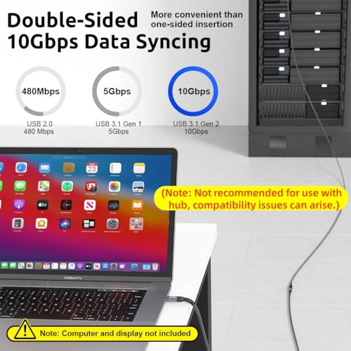 Verilux Usb C Extension Cable,6.6Ft Usb Type C Male To Female Cable Support 100W Pd Fast Charging,10Gbps Data Transfer,4K@60Hz Hd Video Output Compatible With iPad Pro,Macbook Pro,Dell,Grey - Image 4