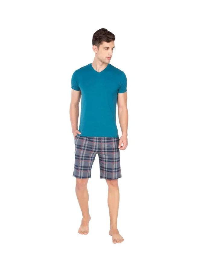 Jockey Mid Grey Melange & Ash Grey IM02 Men Tencel Micro Modal Cotton Elastane Stretch Regular Fit Checkered Sleep Shorts with Side Pockets for Men | Best Price UAE